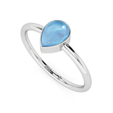 larimar pear cab stackable bezel-set ring